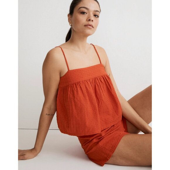 Madewell Other - Madewell Womens Babydoll Pajama Top XXS Roasted Squash Swiss Dot Tank Loungewear